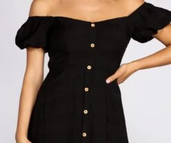 Windsor. Off The Shoulder Button Front Midi Dress -Specialtycookwareus 05102 0637 3 e2793b69 2197 4f5d bb15 4beff5b03791