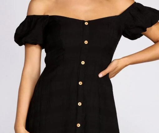 Windsor. Off The Shoulder Button Front Midi Dress -Specialtycookwareus 05102 0637 3 e2793b69 2197 4f5d bb15 4beff5b03791