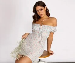 Windsor. Sweet Florals Smocked Mini Dress -Specialtycookwareus 05102 0701 1