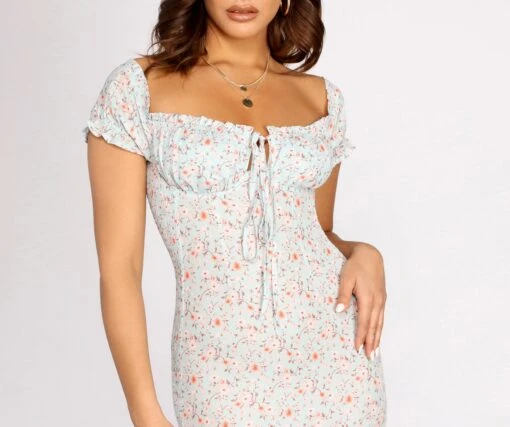 Windsor. Sweet Florals Smocked Mini Dress -Specialtycookwareus 05102 0701 3