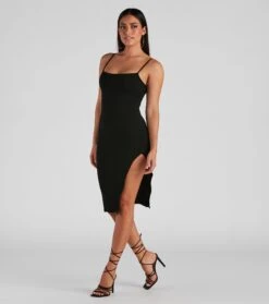 Windsor. Sleek Sleeveless Square Neck Ribbed Knit Midi Dress -Specialtycookwareus 05102 0706 3