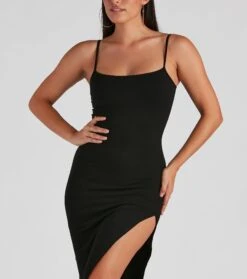 Windsor. Sleek Sleeveless Square Neck Ribbed Knit Midi Dress -Specialtycookwareus 05102 0706 4