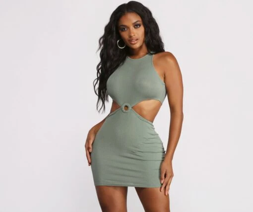Windsor. Sleeveless Cut Out O-Ring Ribbed Mini Dress -Specialtycookwareus 05102 0723 1 e4d04df2 5a74 44cb ab3c 5fc8ec58823c