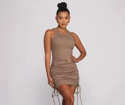 Windsor. Effortless Everyday Ruched Knit Mini Dress -Specialtycookwareus 05102 0821 1