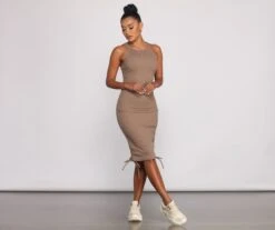 Windsor. Effortless Everyday Ruched Knit Mini Dress -Specialtycookwareus 05102 0821 4