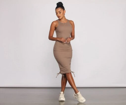 Windsor. Effortless Everyday Ruched Knit Mini Dress -Specialtycookwareus 05102 0821 4