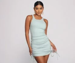 Windsor. Effortless Everyday Ruched Knit Mini Dress -Specialtycookwareus 05102 0822 1