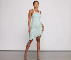 Windsor. Effortless Everyday Ruched Knit Mini Dress -Specialtycookwareus 05102 0822 3