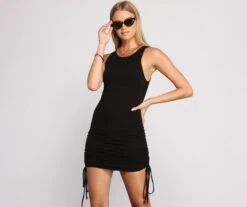 Windsor. Ribbed Knit Ruched Mini Dress -Specialtycookwareus 05102 0823 1