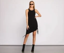 Windsor. Ribbed Knit Ruched Mini Dress -Specialtycookwareus 05102 0823 3