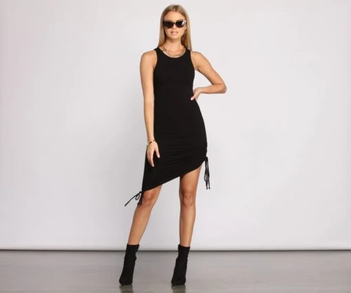 Windsor. Ribbed Knit Ruched Mini Dress -Specialtycookwareus 05102 0823 3