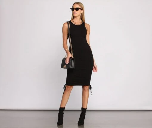Windsor. Ribbed Knit Ruched Mini Dress -Specialtycookwareus 05102 0823 4