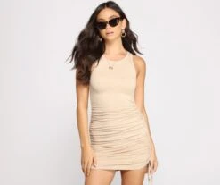Windsor. Ribbed Knit Ruched Mini Dress -Specialtycookwareus 05102 0824 1 9f1e4371 b801 457f 98fd 7474f35890d8