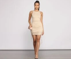 Windsor. Ribbed Knit Ruched Mini Dress -Specialtycookwareus 05102 0824 5
