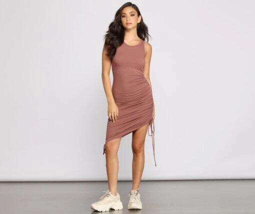 Windsor. Ribbed Knit Ruched Mini Dress -Specialtycookwareus 05102 0825 3