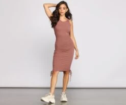 Windsor. Ribbed Knit Ruched Mini Dress -Specialtycookwareus 05102 0825 4