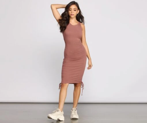 Windsor. Ribbed Knit Ruched Mini Dress -Specialtycookwareus 05102 0825 4