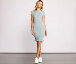 Windsor. Stylishly Ruched Ribbed Knit Mini Dress -Specialtycookwareus 05102 0840 3