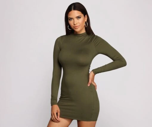 Windsor. All About Knit Mock Neck Mini Dress -Specialtycookwareus 05102 0855 1