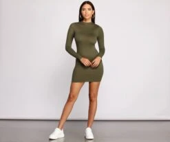 Windsor. All About Knit Mock Neck Mini Dress -Specialtycookwareus 05102 0855 4