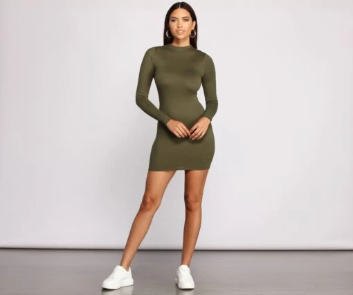 Windsor. All About Knit Mock Neck Mini Dress -Specialtycookwareus 05102 0855 4