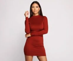 Windsor. All About Knit Mock Neck Mini Dress -Specialtycookwareus 05102 0857 1