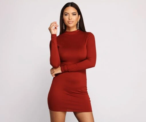 Windsor. All About Knit Mock Neck Mini Dress -Specialtycookwareus 05102 0857 1