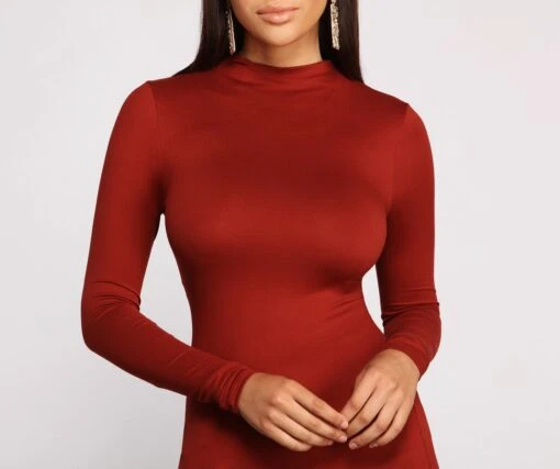 Windsor. All About Knit Mock Neck Mini Dress -Specialtycookwareus 05102 0857 3