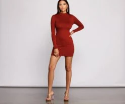 Windsor. All About Knit Mock Neck Mini Dress -Specialtycookwareus 05102 0857 4