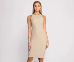 Windsor. Timelessly Chic Ribbed Knit Basic Midi Dress -Specialtycookwareus 05102 0896 1
