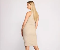 Windsor. Timelessly Chic Ribbed Knit Basic Midi Dress -Specialtycookwareus 05102 0896 2