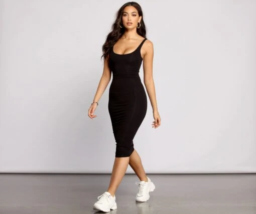 Windsor. Slay Every Day Basic Scoop Neck Midi Dress -Specialtycookwareus 05102 0908 1