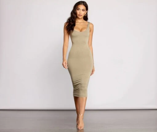 Windsor. Slay Every Day Basic Scoop Neck Midi Dress -Specialtycookwareus 05102 0909 1