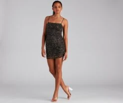 Windsor. Feline Fashionista Leopard Mesh Mini Dress -Specialtycookwareus 05102 0927 8