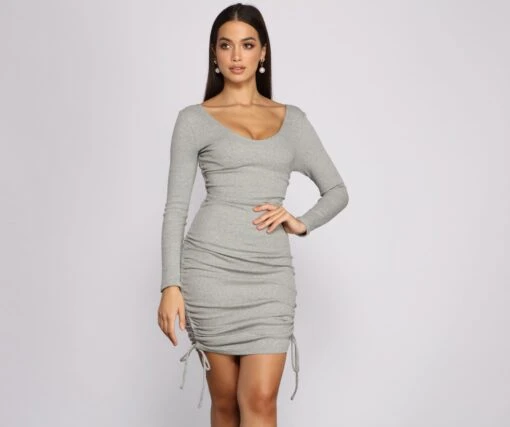 Windsor. Fall Back To Basics Ribbed Knit Ruched Mini Dress -Specialtycookwareus 05102 1023 1 95a50c6e 3924 4e50 b45b 62db73c3679b