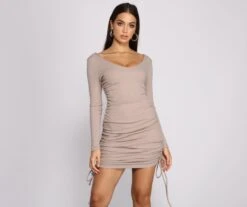 Windsor. Fall Back To Basics Ribbed Knit Ruched Mini Dress -Specialtycookwareus 05102 1025 1 60881cb1 1e56 4ee2 8dc9 b9424791a195