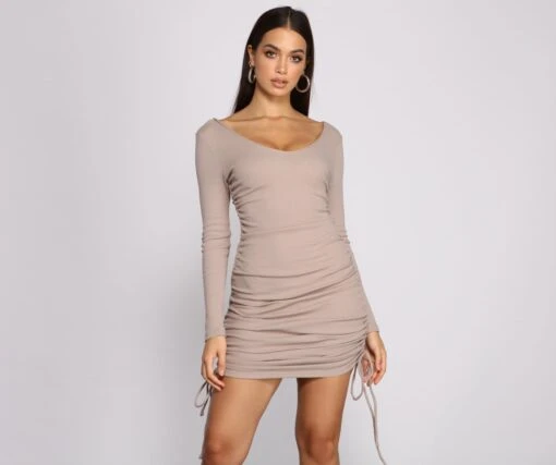 Windsor. Fall Back To Basics Ribbed Knit Ruched Mini Dress -Specialtycookwareus 05102 1025 1 60881cb1 1e56 4ee2 8dc9 b9424791a195