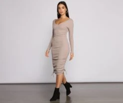 Windsor. Fall Back To Basics Ribbed Knit Ruched Mini Dress -Specialtycookwareus 05102 1025 4 571486d3 f408 4d47 8030 879263d8edb1