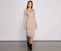 Windsor. Fall Back To Basics Ribbed Knit Ruched Mini Dress -Specialtycookwareus 05102 1025 5 4572ca72 e5d6 40eb 9b57 f23d7f5f7d56