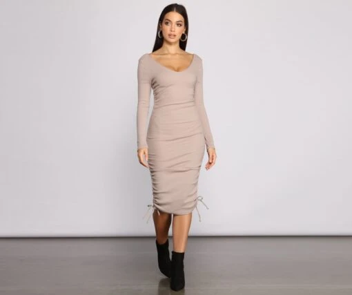 Windsor. Fall Back To Basics Ribbed Knit Ruched Mini Dress -Specialtycookwareus 05102 1025 5 4572ca72 e5d6 40eb 9b57 f23d7f5f7d56