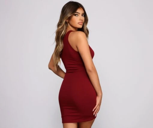 Windsor. Ribbed Knit Crew Neck Bodycon Mini Dress -Specialtycookwareus 05102 1068 2