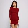 Windsor. Ruched And Ribbed Knit Crew Neck Mini Dress -Specialtycookwareus 05102 1092 1