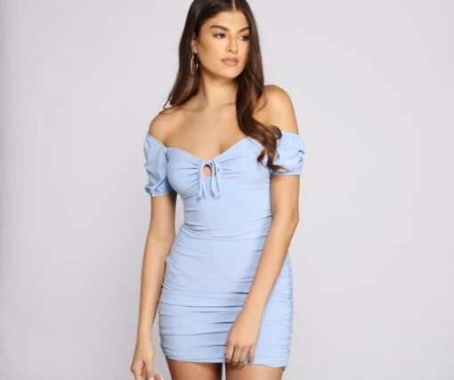 Windsor. Sweet And Chic Ruched Knit Mini Dress -Specialtycookwareus 05102 1123 4 16b41e6a 936e 4889 b904 79d89132dd33