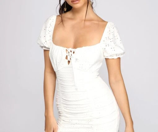 Windsor. Too Chic Ruffled Eyelet Mini Dress -Specialtycookwareus 05102 1163 3 bf482c36 b3eb 4e9d 952c 0a8e97e79b48