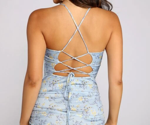 Windsor. Sprung On You Floral Lace-Up Mini Dress -Specialtycookwareus 05102 1243 3 f00fd623 f03f 4da3 acb4 68713b6c512d