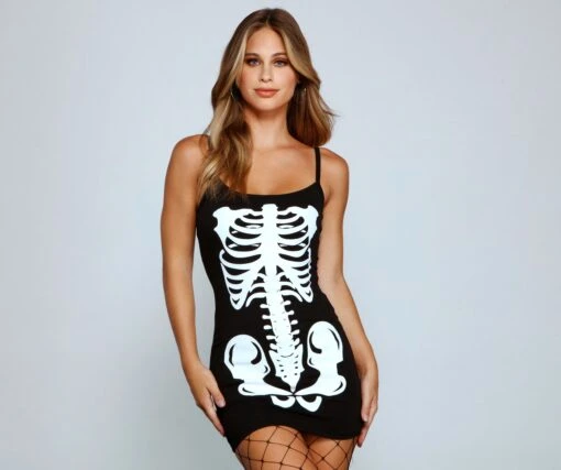 Windsor. Glam Ghoul Skeleton Print Mini Dress -Specialtycookwareus 05102 4149 1