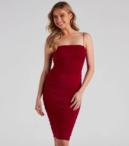 Windsor. She's A Showstopper Ruched Midi Dress -Specialtycookwareus 05102 4194 1