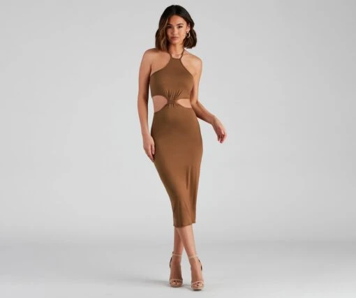 Windsor. Knott Love Halter Cutout Midi Dress -Specialtycookwareus 05102 4322 1