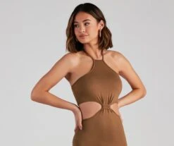Windsor. Knott Love Halter Cutout Midi Dress -Specialtycookwareus 05102 4322 3