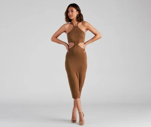 Windsor. Knott Love Halter Cutout Midi Dress -Specialtycookwareus 05102 4322 4